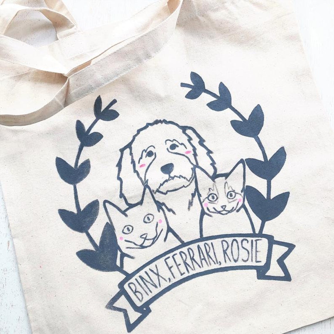 Custom Pet Tote Bag. Personalized Pet Tote Bag. Custom Pet Etsy