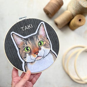 Custom Cat Portrait: Hand-Painted & Embroidered Pet Gift