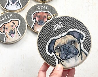 Gift for Pet Lovers. Personalized Embroidered Pet Portrait. Custom Pet Memorial.