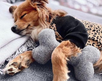 Grey Herringbone Dog Toy: Durable Squeaky Pet Gift