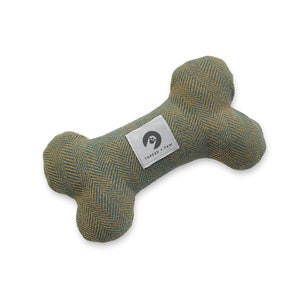 Juguete para perros de tweed en color verde azulado y dorado