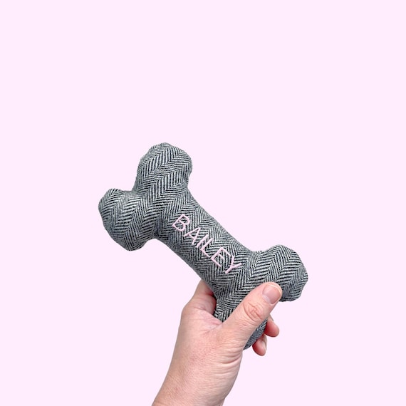 Dog Toy. Personalized Pet Toy With PINK Embroidered Name. Durable