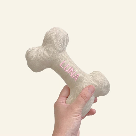 Dog Toy. Personalized Pet Toy With PINK Embroidered Name. Durable