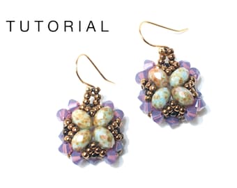 Purple and green earrings Tutorial