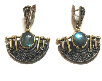 Silver Earrings with Labradorite