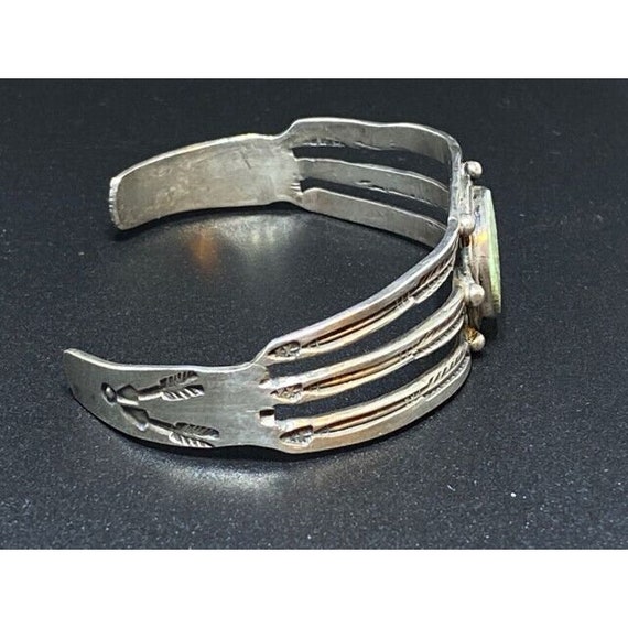 Vintage Sterling Silver Native American Cuff Brac… - image 4