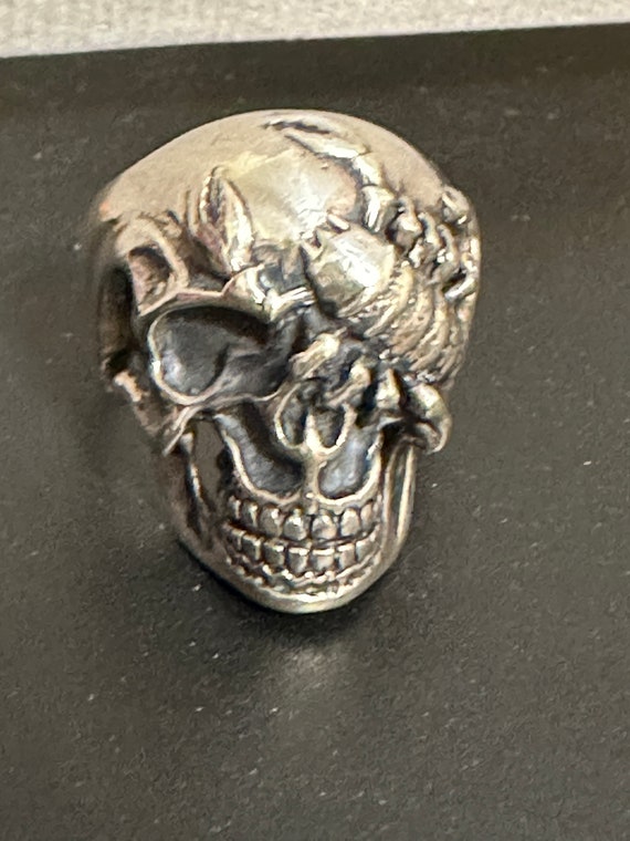 Sterling Silver Biker Skull Scorpian Ring 925 Ster