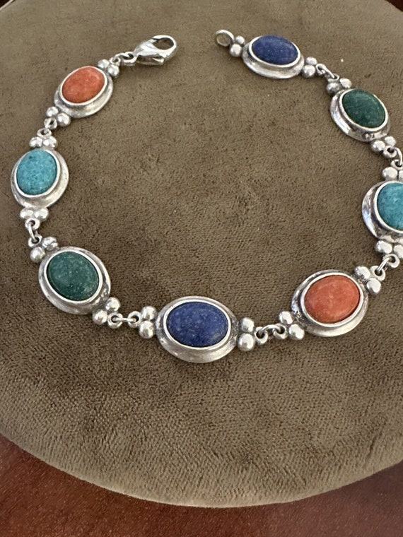 Carolyn Pollack Multi Gemstone Link Bracelet 8 1/4 - image 4