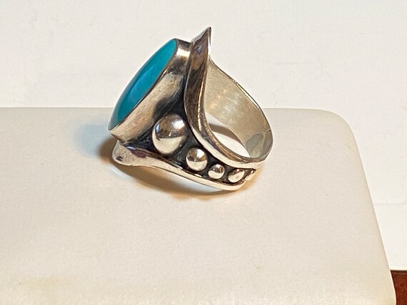 Vintage HOB Mexican Sterling Silver Elongated Oval Turquoise - Etsy