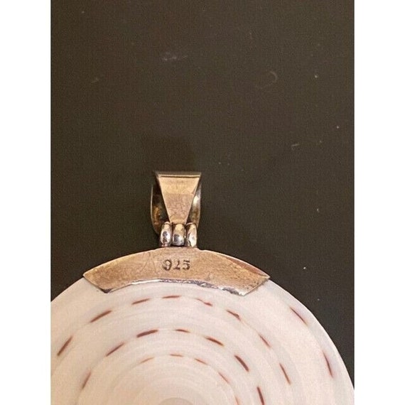 Large Sterling Silver Shell Amethyst Disc Pendant… - image 6