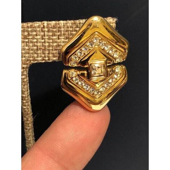Swarovski Goldtone Crystal Door Knocker Pierced E… - image 7