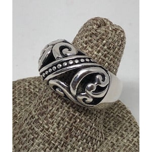 SX925 Sterling Silver Ladies Filigree Dome Ring Size 6