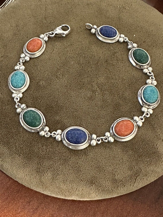 Carolyn Pollack Multi Gemstone Link Bracelet 8 1/4 - image 2