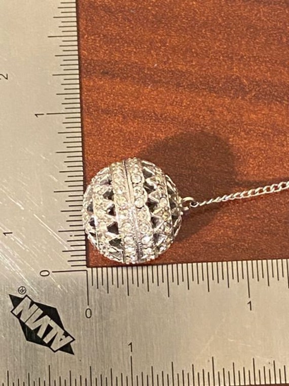 Vintage Silvertone CZ Filigree Ball Dangle Bead C… - image 6