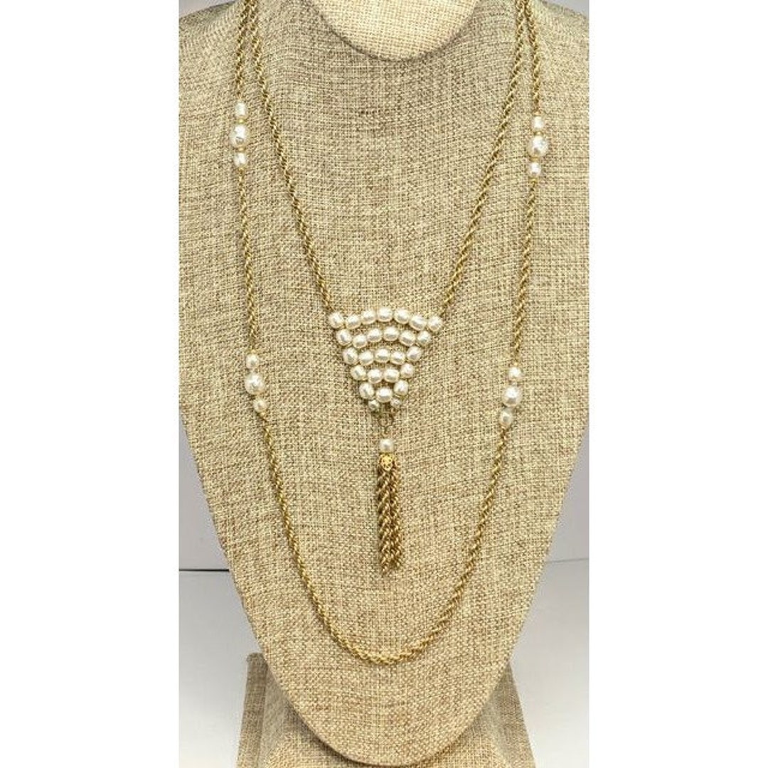 Vintage Double Strand Baroque Pearl Pendant Necklace Unsigned - Etsy