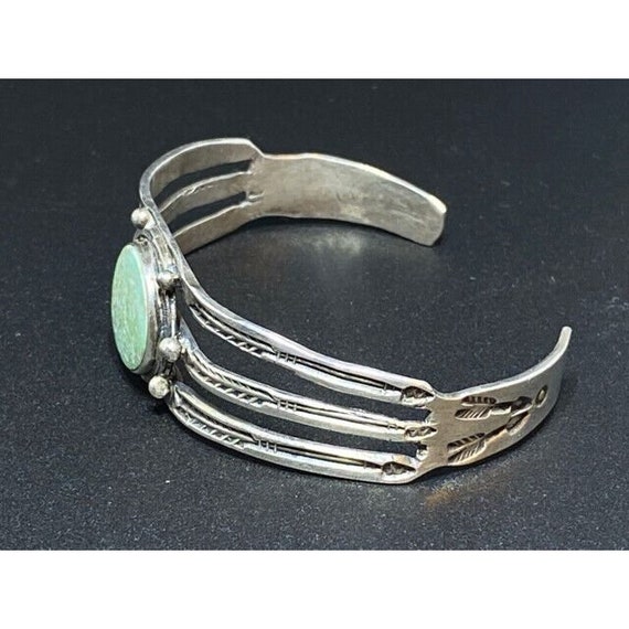 Vintage Sterling Silver Native American Cuff Brac… - image 6