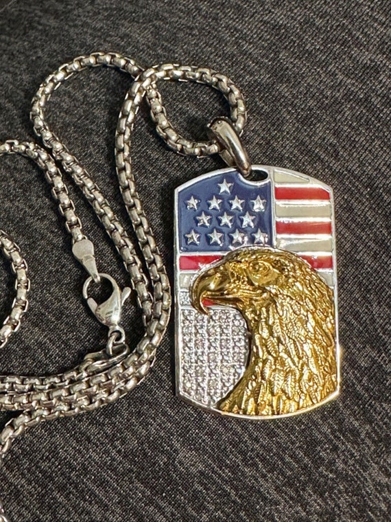 Danbury Mint Allegiance Diamond Dog Tag Necklace