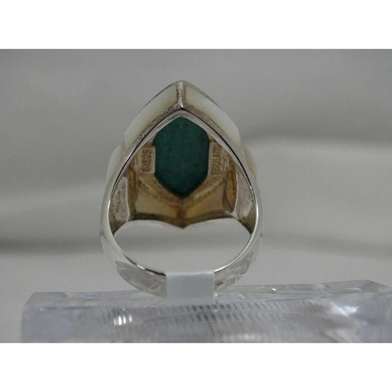 Sterling Silver Turquoise & MOP Sz7 Ladies Ring - image 4