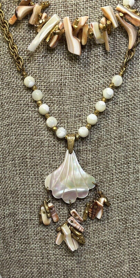 Miriam Haskell Mop Shell Beaded 3 Piece Set Neckl… - image 3