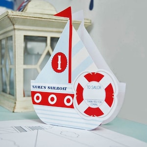 Nautical Favor Box Printable | DIY Nautical Birthday Party | Personalized Boat Template Printable| Sailor Party | Sail Boat Captain Party