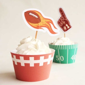 DIY Football Cupcake Kit Printable Football Cupcake Toppers Football Cupcake Wrapper Football Cupcake Liner Concession stand treat 画像 2