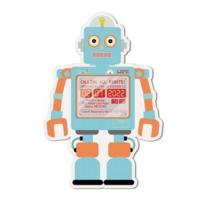 Robot Invitation Printable DIY Robot Birthday Party Invites Personalized Retro Robot Orange Pastel Blue Robot Baby Shower PDF image 3