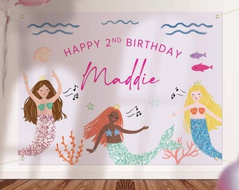 Mermaid Friends Backdrop 80x60" Printable • Little Mermaid Backdrop • DIY Large Backdrop • Mermaid Banner • Mermaid Birthday • Mermaid Party