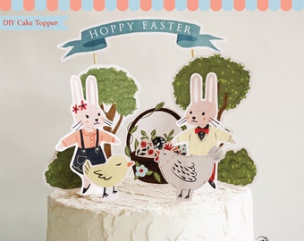 Easter Cake Topper Printable | Passover Decor Rabbit | Easter Bunny Cake DIY Decor | Easter Party Cake Centerpiece Cute | Instant Download