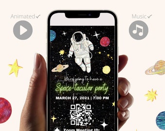 Outer Space Animated Invitation | Astronaut Video Invitation | Boy Space Birthday Party | Universe Rocket Invitation | Space Rocket ship MP4