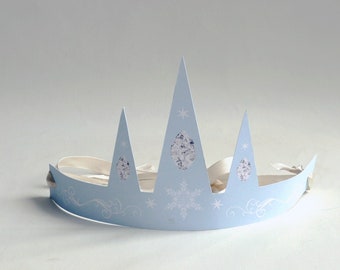 Ice Kingdom Crown Printable | DIY Winter Wonderland Birthday Party Tiara | Princess Headpiece | Snow Queen Fairytale Blue Tiara Template PDF