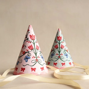 Vintage Princess Cone Hats Printable Set | DIY Floral Party Hat | Girly Pretty Party Hat | Garden Birthday | Flowers Hat