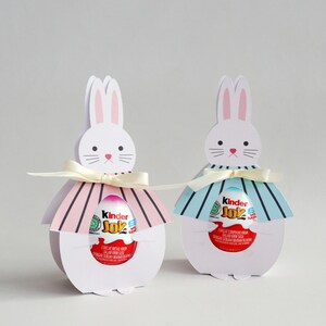 Scatola porta-cioccolatini coniglietto pasquale stampabile / Modello per confezione porta-uova Kinder per Pasqua, stampa e ritaglio / Silhouette Cameo Cricut DXF PDF EPS