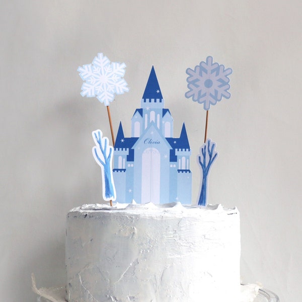 Winter Castle Cake Topper Printable | DIY Snow Queen Winter Fairytale | Ice Mansion Princess Birthday Party Decor Centerpiece | DIGITAL PDF