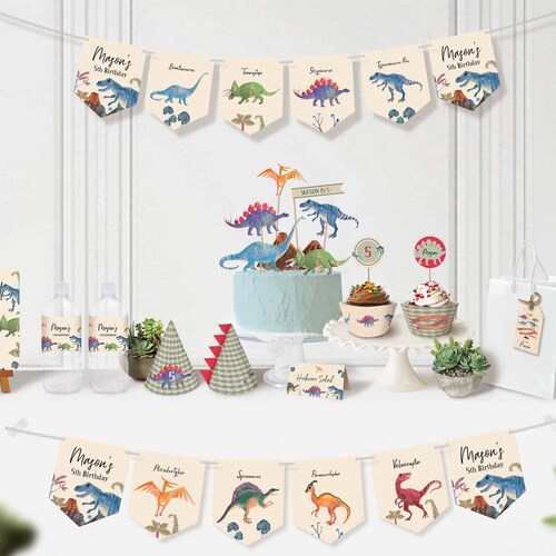 Dinosaurs Party Kit Printable Set Editable Texts DIY Kids - Etsy