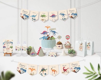Dinosaur Party Kit Printable Set: Editable Jurassic Decor (PDF)
