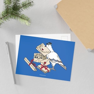 Postbriefkaart van de duif | Ambachtelijke Waterverf Briefkaart | Vogel Postbeambte Postdienst Postduiven Vintage Brieven Retro Postkantoor