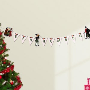 Banners imprimibles digitales de "Un villancico" / Decoración para cenas navideñas de cuentos de Charles Dickens / Bah Humbug / Ebenezer Scrooge PDF
