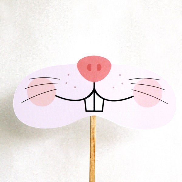 Easter Bunny Prop Printable | DIY Passover Activity Photobooth Props | Easter Rabbit Nose Template | Cute Hare Play Pretend | Egg Hunt Game