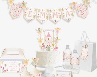 Whimsical Flower Fairy Party Kit | Printable Birthday Decor (Canva Template)