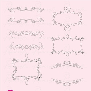 Doodle Swirl Frames Cliparts | Hand-drawn Frame s | Wedding Invitation Scrapbook Card | Pretty Classic Doodle frames illustration | EPS PNG