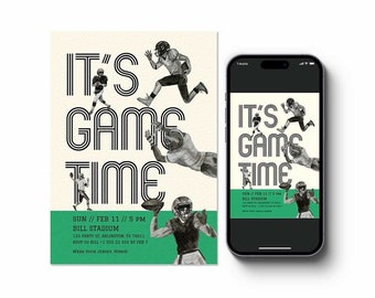 Editable Football Invitation Printable  | DIY Football Team Party | Modern Football Party Invite | Football Club Game Time | Canva Template