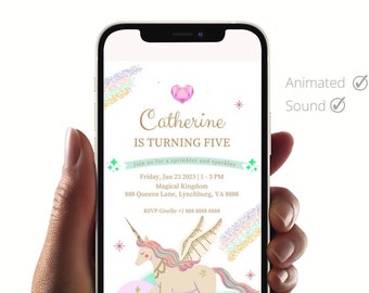 Unicorn Animated E-Invitation | Dreamy Video Invitation Card | Birthday Party Invites | Rainbow Online Card | Digital E-Invite Reel Story
