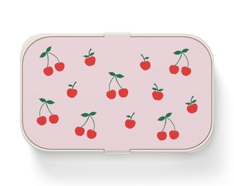 Cherry Bento Lunch Box | Red Cherry Bento Lunch Box | Fruity Pink Lunch Box | Cute Sweet Pastel Pink Girl Feminine Back To School Bento Box