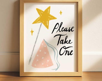 Princess Party Decor - Please Take One | 8x10 Sign Printable | Fairy Wand Party Sign | Whimsical Favor Sign | Instant Download | PNG file