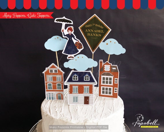 Mary Poppins Cake Topper Printable. Mary Poppins Birthday. Mary Poppins Party. DIY Mary Poppins Cake Centerpiece. DIGITAL Il_570xn
