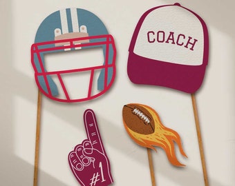 Football Props digital printable | DIY Football Photobooth Props | Game Time Girls Boys Birthday Party | Rugby Football Helmet Coach Hat