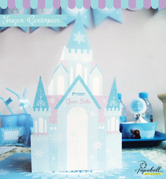 Frozen Centerpiece Printable for Frozen Birthday. DIY Personalized Frozen Castle Centerpiece with box template to fill with candies! Il_570xn