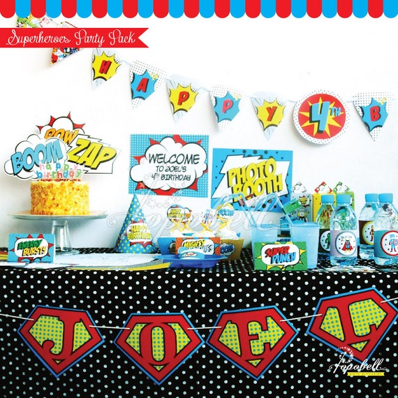 Superhero Party Kit digital printable. Complete Set. DIY Superhero Avengers birthday party set for boys. Personalized. DIGITAL PDF Il_570xn