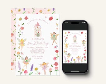 Flower Fairy Birthday Invitation: Watercolor Garden Party, Canva Template