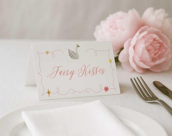 Vintage Princess Food Tent Printable | DIY Swan Buffet Labels | Fairy tale Place Card | Magical Birthday Decor | Princess Party | Canva